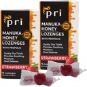 P.R.I Manuka Honey Lozenges with Propolis, Soothing Cough ve Throat Drops, MGO 300+ sertifikalı (Strawberry, 16/2 Pack)