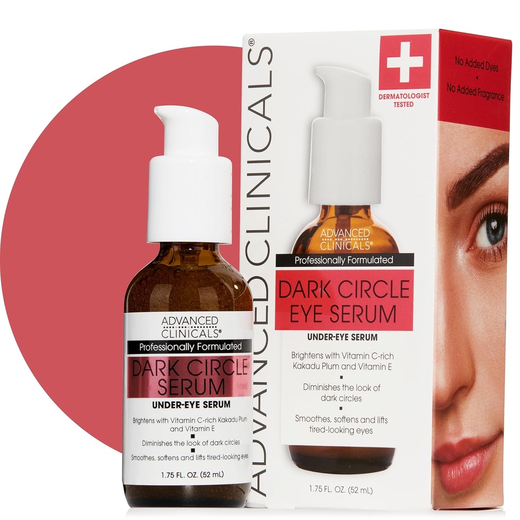 Gelişmiş Klinikler Dark Circle Caffeine Under Eye Serum For Face With Hyaluronic Acid Moisturizer + Bright | Parlak Vitamin C Serum Puffy Eye & Fine Lines, 1.75 Fl Oz Oz Oz