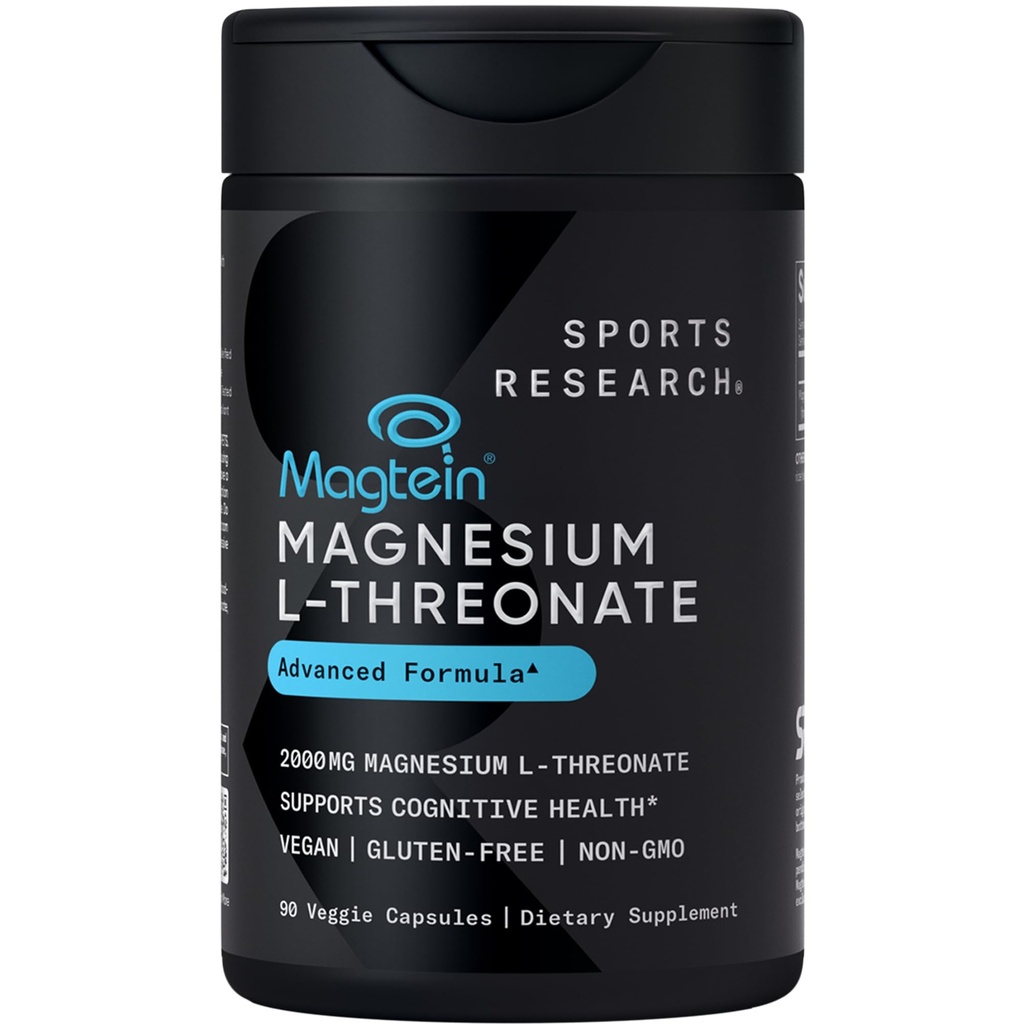 Spor Araştırması Magtein Magnezyum L-Threonate Capsules - Memory, Focus & Cognition için Supplement - Magnezyum L Threonate Supports Brain Health, Sleep & Mood - 2000 mg, 90 Capsules for Yetişkinler