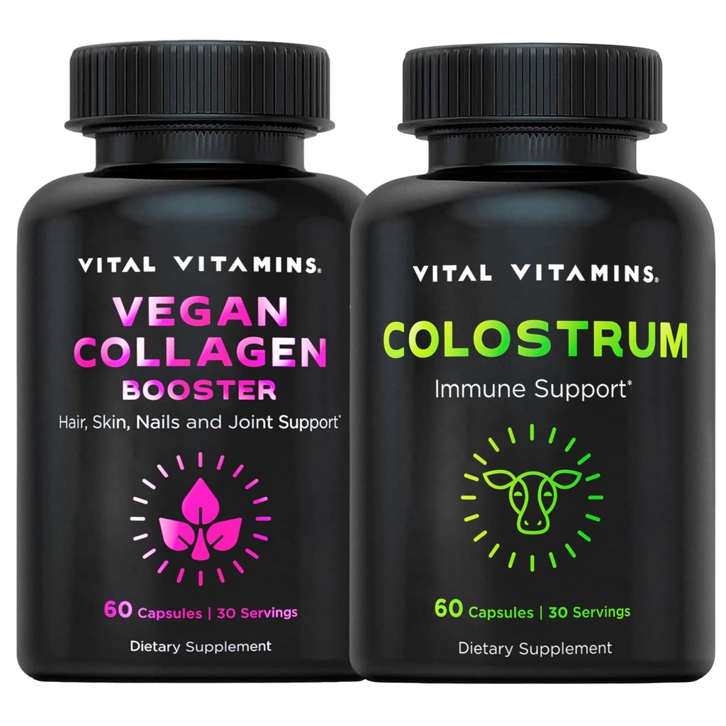 Vitals Vitamin Vegan Collagen Branson Capsules + Colostrum Capsules Supplement