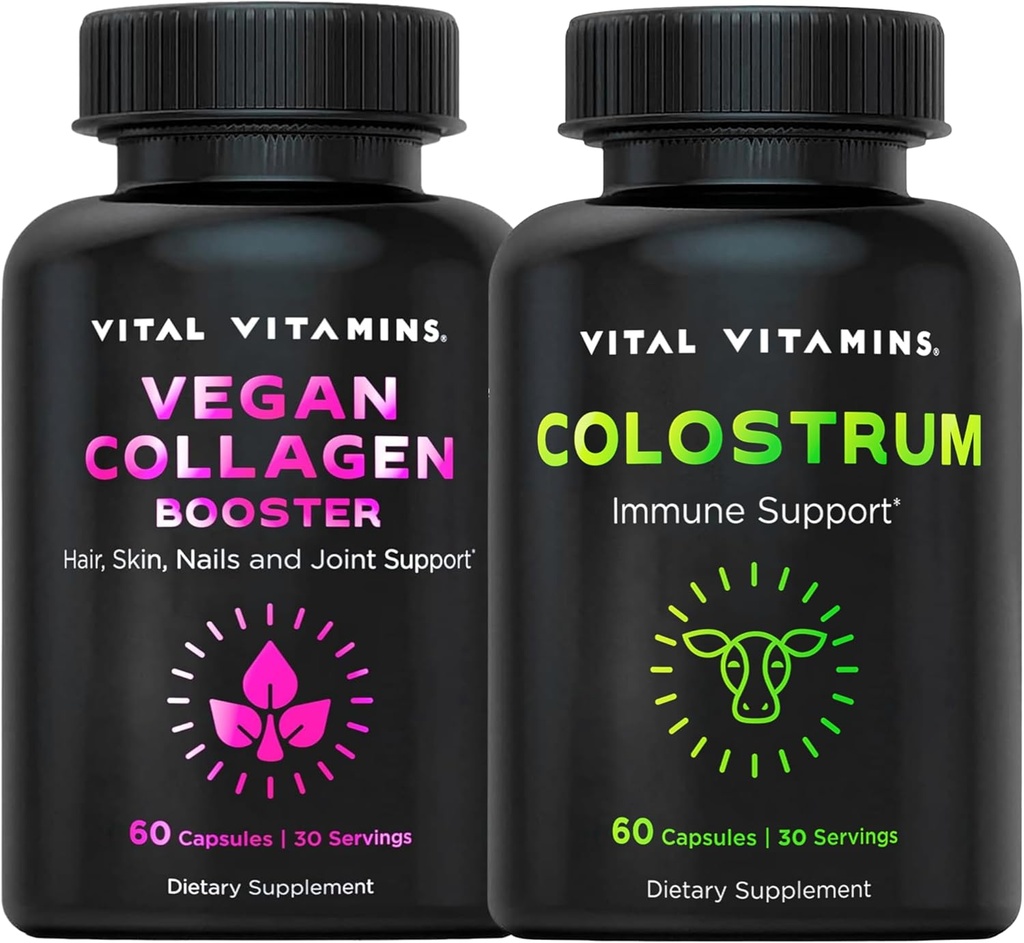 Vitals Vitamin Vegan Collagen Branson Capsules + Colostrum Capsules Supplement