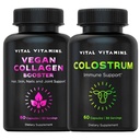 Vitals Vitamin Vegan Collagen Branson Capsules + Colostrum Capsules Supplement