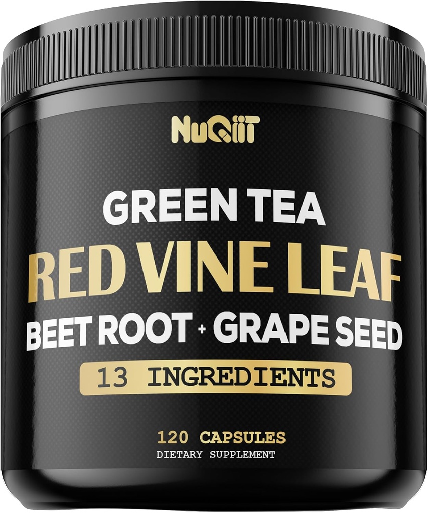 Red Vine Leaf Extract 15000 mg Beet Root 3000 mg Organik Yeşil Çay 3000 mg Supplement & Daha Fazla - Kalp Sağlığı, Güçlü, Immune System & Body Management - 2Month Supply için 120 Vegan Capsules