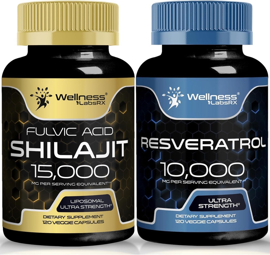 WELLNESS LABSRX Resveratrol Capsules ile Shilajit Pure Himalaya Capsules