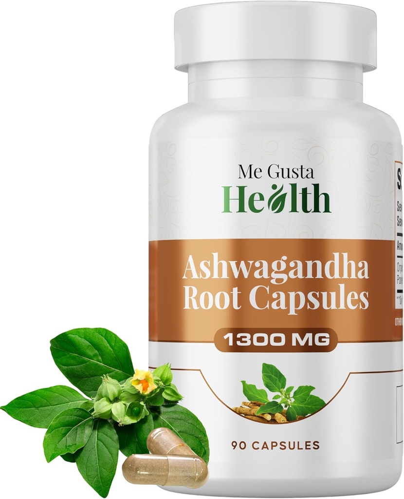 Ashwagandha Root Toz Capsules 1300 mg, Capsule Metabolism Kadınlar ve Erkekler için Destek, Immune & Mood Support, Ashwamag GMO Free Energy Support & Sleep Support 90 Capsules