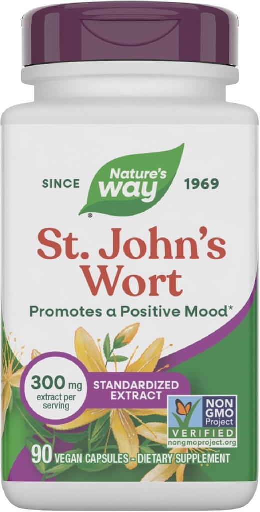 Nature's Way St. John's Wort Premium Ekstraksiyonu Olumlu Bakış * Non-GMO 90 Capsules