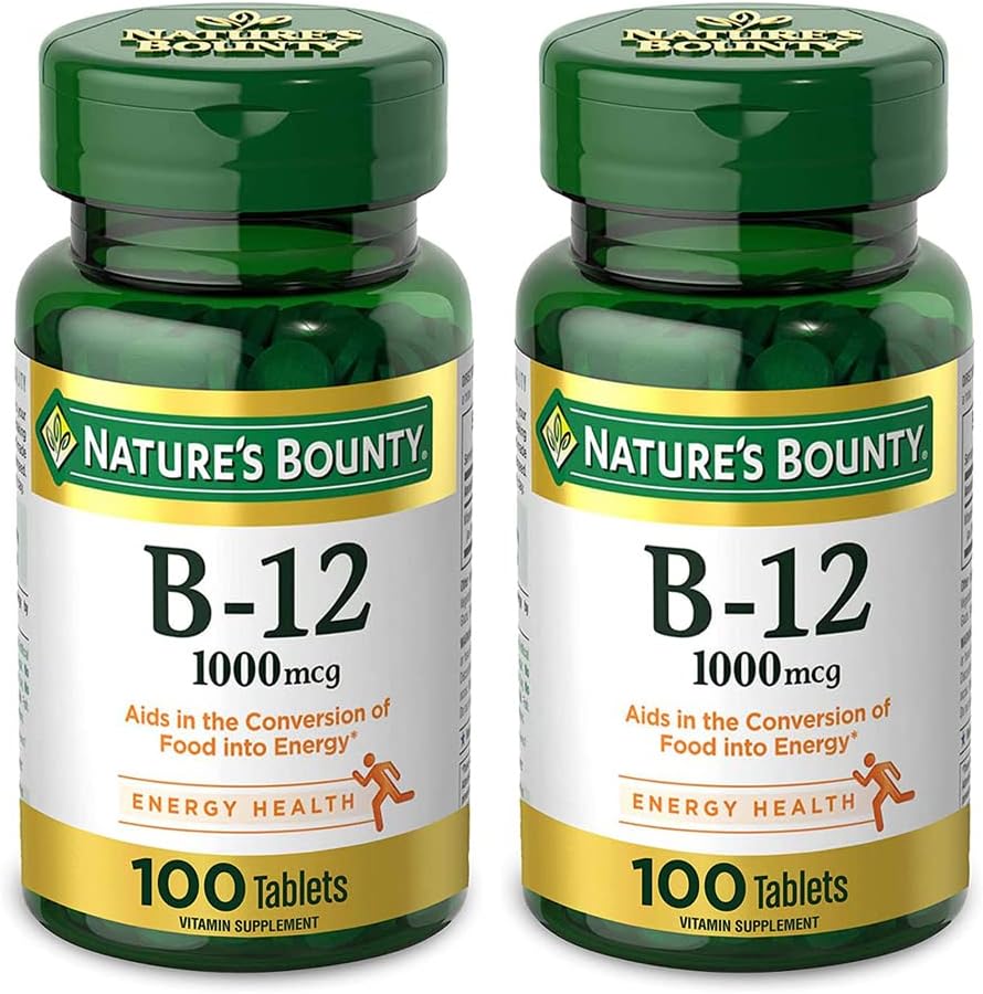 Nature's Bounty Natural Vitamin B12, 1000mcg, 100 Tablet (Pack of 2)