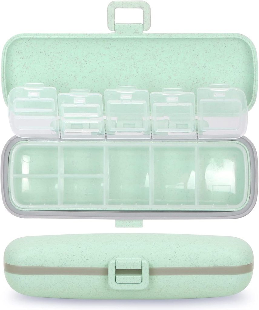 Nature touch Pill Organizer, 7 Karşılaştırma Pill Box Portatif Seyahat Hekimliği Purse veya Pocket 7 Günü Pill Shang Storage Case with Lock for Vitamin Drug Fish Oil Supplements Gree