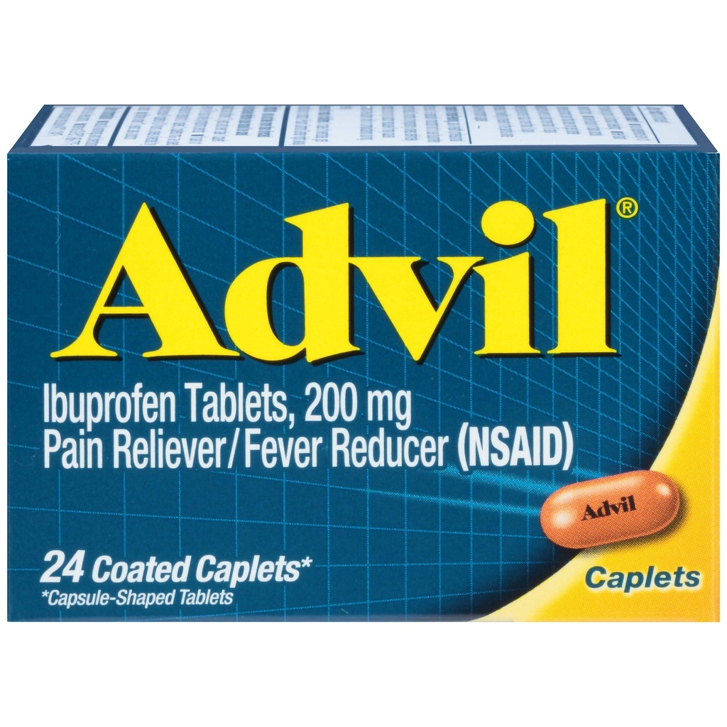 Avil Coated Caplets Pain Reliever and Fever Reducer Ibuprofen 200mg, 24 Count