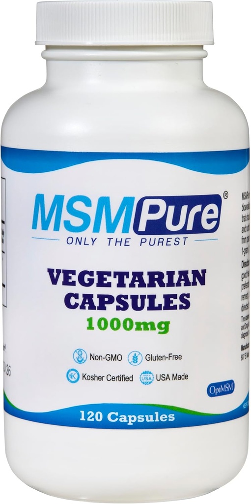 KALA SA MSMPure MSM Vegetarian Capsules – 1.000 mg ABD destekli MSM Ortak Sağlık, Cilt Görünümü, Saç ve Çiçek Desteği – 120, Organik Sulfur