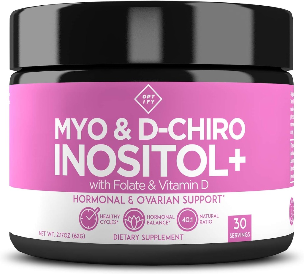 Optify Myo-Inositol & D-Chiro Inositol συμπλήρωμα σκόνης για τις γυναίκες – 40:1 Ratio Plus Folate και βιταμίνη D – Υποστήριξη Υγιής Ορμονική Ισορροπία, Τακτικοί Κύκλοι, & Ωοθηκική Υγεία – 30-Ημέρα προσφοράς