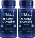 Life Extension N-Acetyl-L-Cysteine (NAC), Immune Response, Respiratory Health, Liver Health, NAC 600 mg, antioksidan Savunma, Serbest radikaller, Absorb için Kolay - İki Paket x 60 Capsules