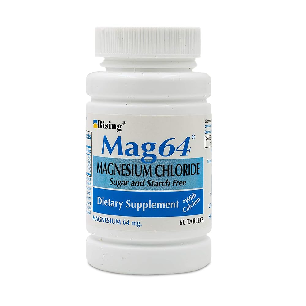 Rising Health Mag64 Magnesium Chloride Tablets with Calcium | Daily Magnesium Support for Muscle, Bone, Heart & Nerve Health - 60 Tablets