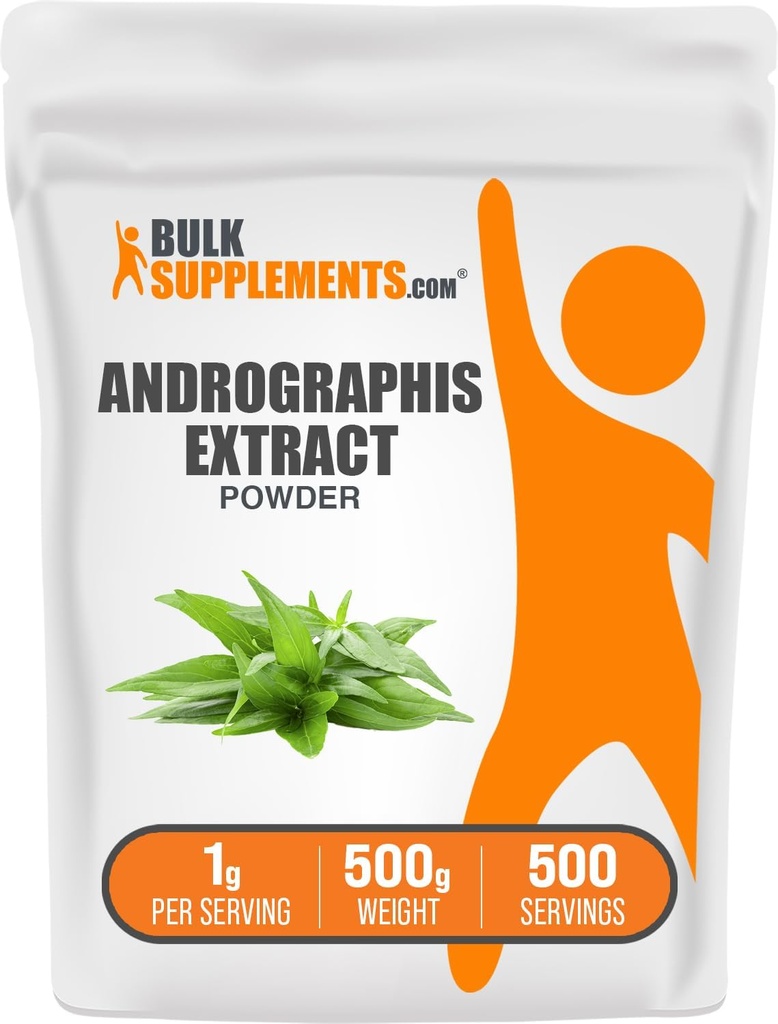 BulkSupplements.com Andrographis Extract Toz - Andrographis Paniculata, Herbal Supplement - Gluten Free, 1g per Service, 500g (1.1 lbs) (Pack of 1)