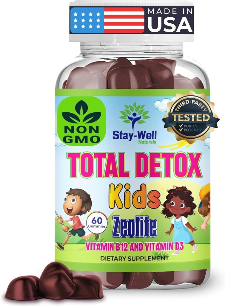 Natural Zeolite Heavy Metal Detox Kids, Chewable Gummy, Micronized Zeolit, Total Body Metal Cleanse, Toxin Cleanse, Non-GMO, 60 karma Gummies