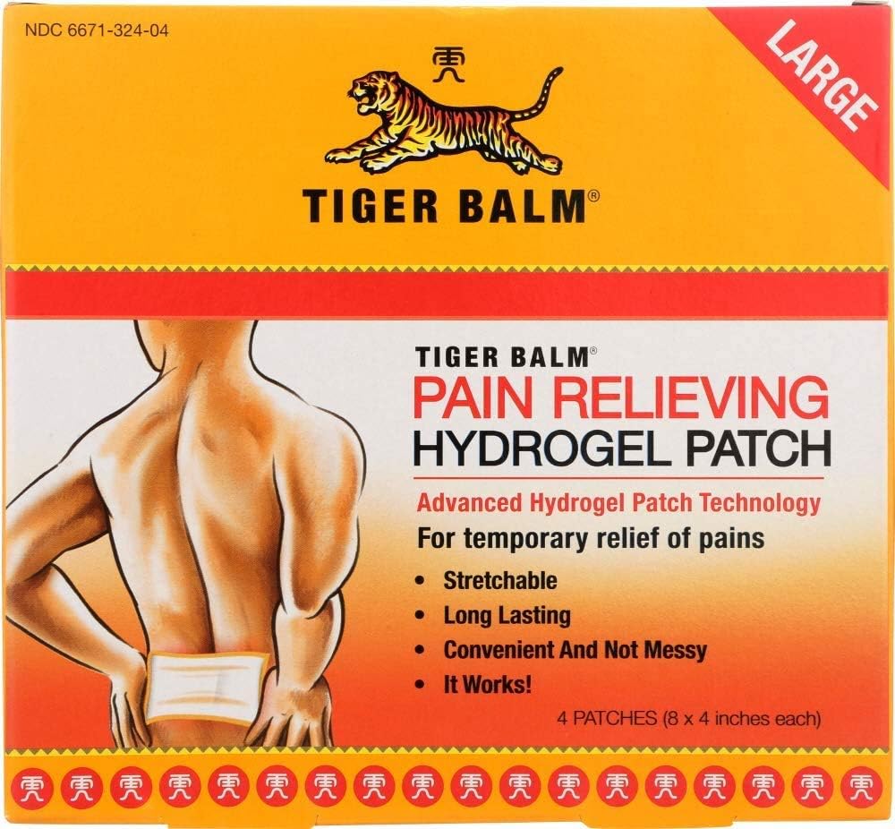 Tiger Balm Pain Relieving Large Patch, 4" x 8", 4/pack - Pain Relieving Patch - For Geçici Aches of Muscles and Commons - Formulated with Menthol, Camphor, and Capsicum - Hızlı-Aslında