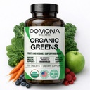 Pomona Wellness Super Greens Supplement, Superfood Vitamins & Minerals, Meyveler & Sebze, Bloating ve Digestion için Greens Toz, Gut Health, USDA Organic, Non-GMO, 120 Tablet