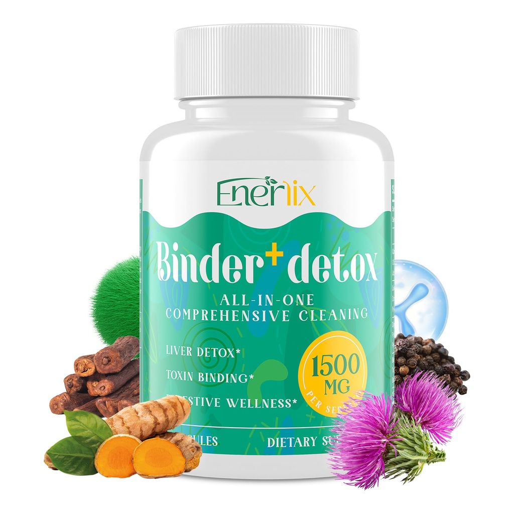 15in-1 Detox Binder, Aktif Charcoal, Zeolit & Bentonite Clay, Chlorella, 1500 MG Detox Supplement maximum Absorbent, Liver Gut Digestive Detox Cleanse, 90 Vegan Capsules
