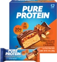 Pure protein Bars, Yüksek Protein, Enerjiyi Desteklemek için Nutritious Snacks, Low Sugar, Gluten Free, Chocolate Peanut Caramel, 1.76oz, 12 (Pazarlama)