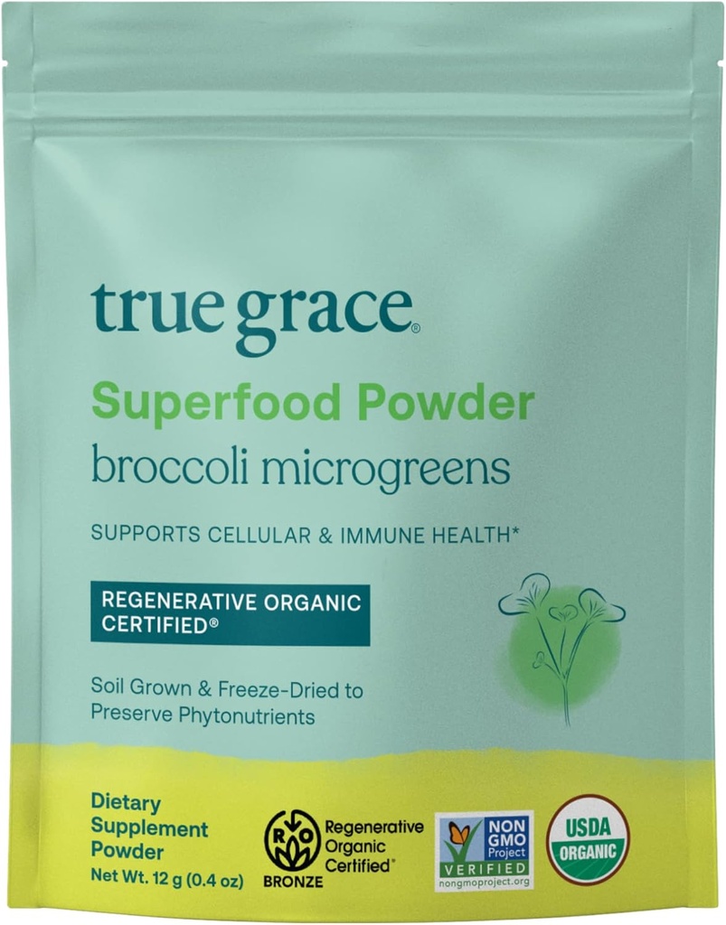 Gerçek Grace Bli Microgreens - 0.4 oz - Hücreler ve Immune Health için Günlük Superfood Toz - Gluten & Soy Free, Vegan, Rejeneratif Organik sertifikalı - 30 Hizmet