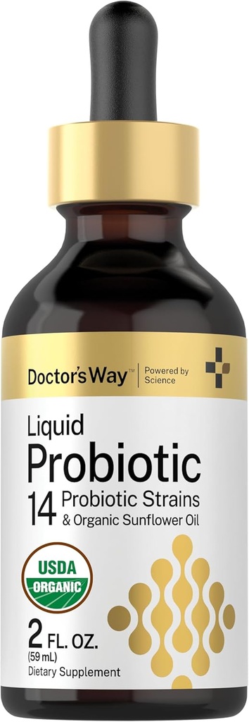 Doktor'un Way Liquid Probiyotik | 2 fl oz | 14 Probiyotik Strains with Organic Sunflower Oil | Non-GMO Supplement