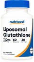 Nutricost Liposomal Glutathione Supplement 60 Capsules, 720 mg Per Servis - Vegan, GMO-Free, 30 Hizmet