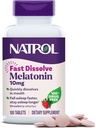Natrol Hızlı Dissolve Melatonin 10 mg Tabletleri - Strawberry Flavor, 100 Kont, Sleep Support Melatonin Tabletleri Yetişkinler için, 100 günlük Supply