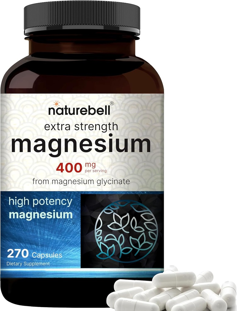 NatureBell Μαγνήσιο Γλυκινικό 400mg Στοιχείο, 270 κάψουλες 