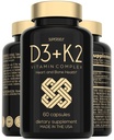 D3 K2 Capsules - D3 5000 IU ve Vitamin K MK7 100 Telefon - 60 Capsules - ABD Made Vegetarian Vitamin D Supplement - High Strength VIT D for Bones, Muscle, Teeth, Immune System