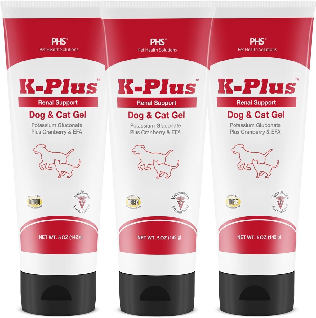 K-Plus P Properties Gluconate Renal Gel Plus Cranberry ve EPA Köpekler ve Kediler için - Veterinarian Renal Supplement - Supports P properties Balance -(3 Pack)