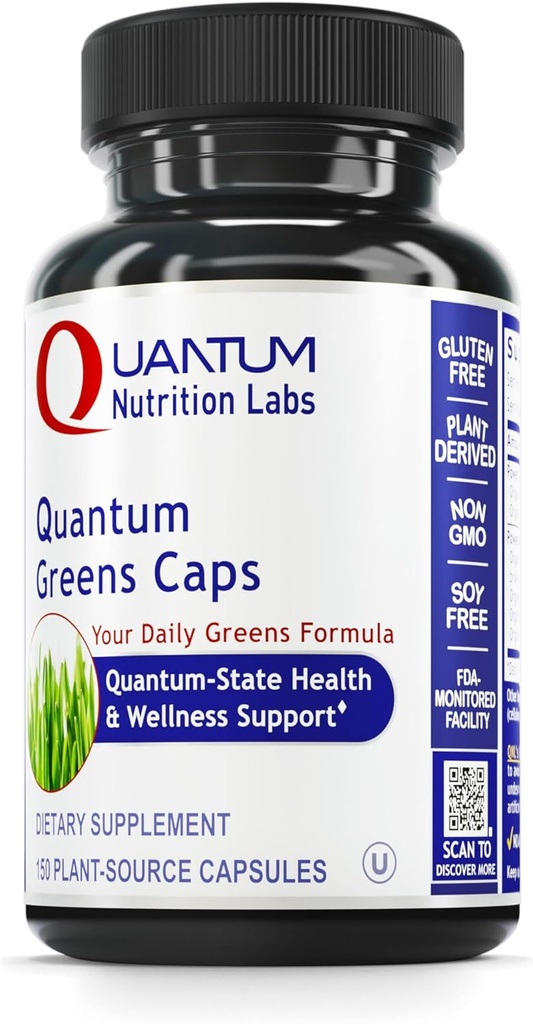 Kuantum Beslenme Laboratuvarları Yeşiller Capsules - Super Greens Capsules, Greens Supplements, Superfood Assembly for Wellness, Organic Veggie Pills with Kale, Leafy Greens, Alfalfa - 150 Vegetarian Capsules Capsules