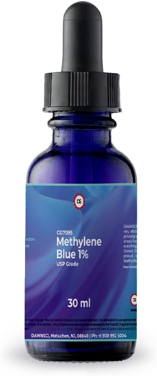 Metilen Blue% 30 mL Glass Dropper Şişe |USP-Grade Methioninium Chloride Liquid | for Brain Function & Cognitive Health | No Formdehit