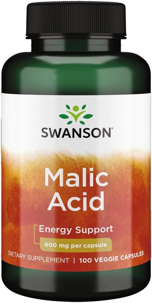 Swanson Malic Asit - Doğal Supplement Prodüksiyon Hücreleri Enerji Üretimi - Tamam Formula Nourish ' & Energizes Kass - (100 Veggie Capsules, 600 mg each)