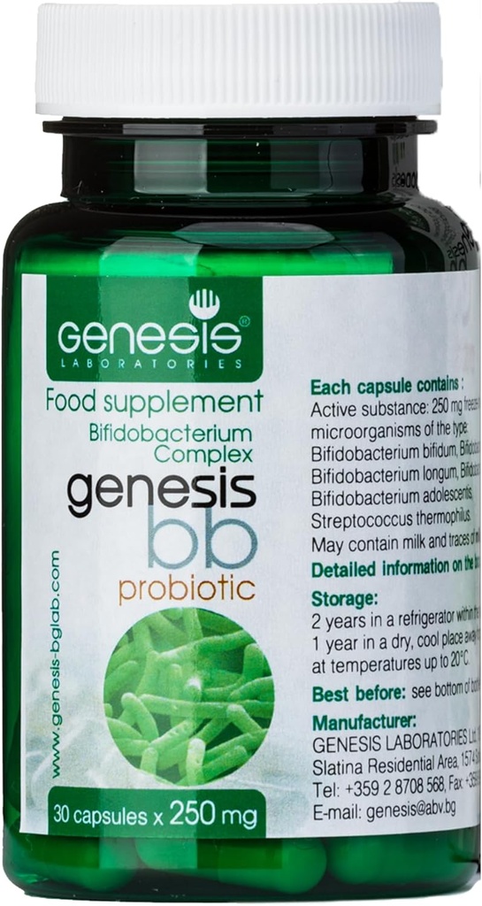 Genesis LABORATUVIES Probiyotik Supplement with Bifidobacterium spp. 250 mg 30 Capsules Immune Support Gut Health Probiyotiks for Digestive Health Anti Bloating for Men and Women Gut Restore Probiyotik