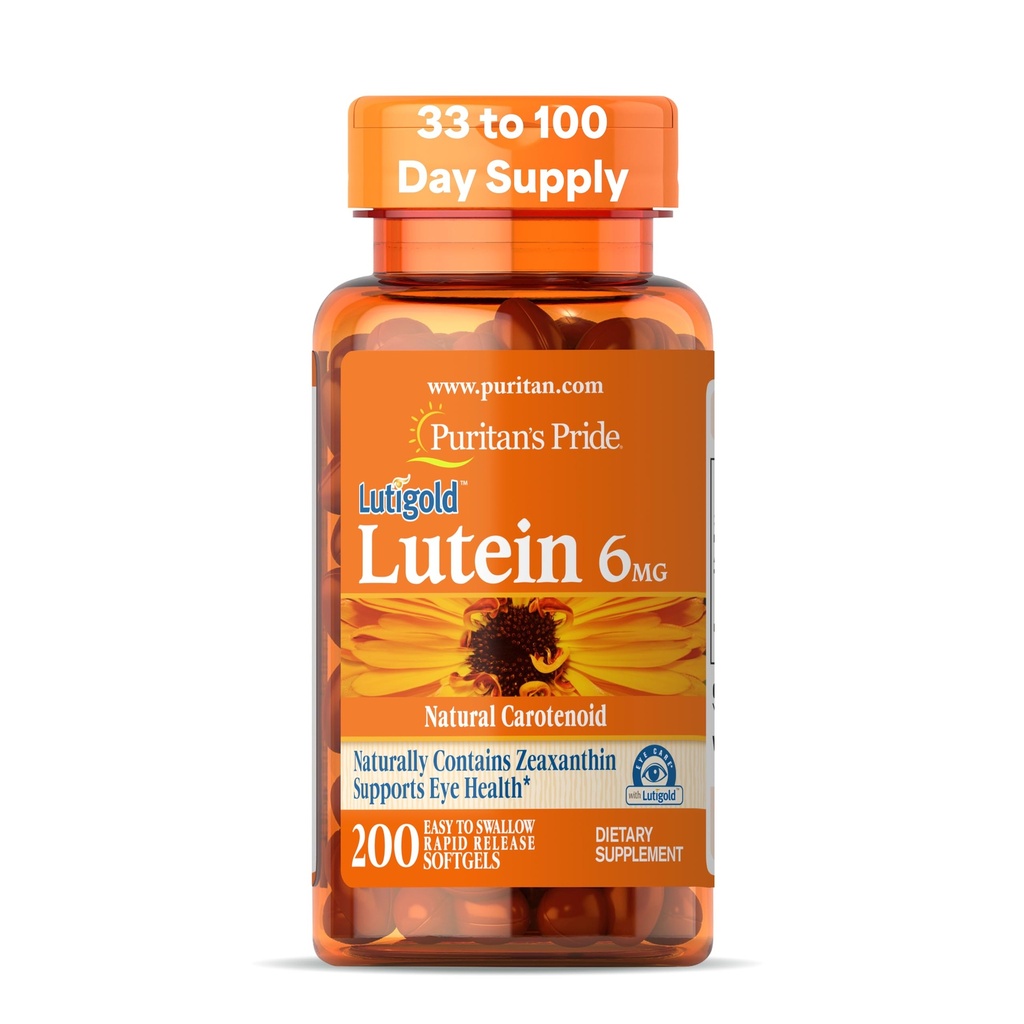 Puritan'ın Gurur Premium LutialtıTM Lutein Carotenoyak 6mg, Erkekler ve Kadınlar için Zeaxanthin ile Diyet Supplement, Eye Health Support için Diyetsel Supplement, 200 Hızlı Yayın Softgels