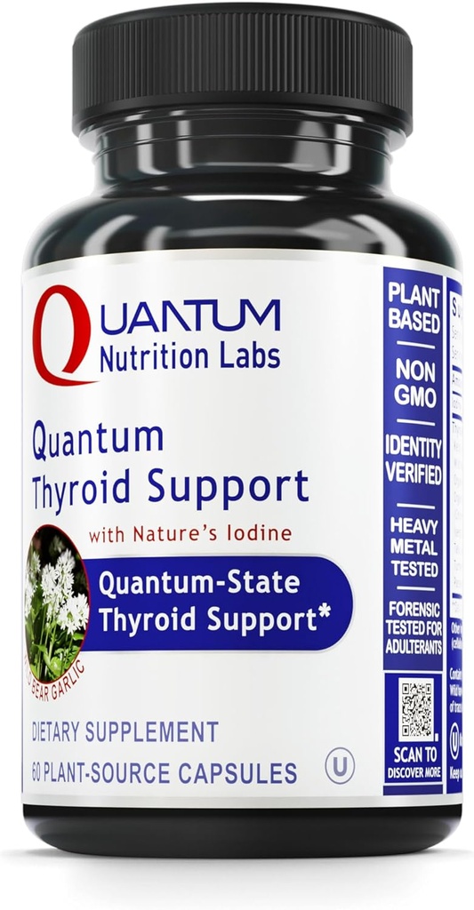QNL Kuantum Tiroid Desteği Tamam - Pure Yourroid Support Complex - Kadınlar ve Erkekler için Aids Hormonal Denge - Vegan Tiroid Kompleksi - Özellikler Iodine - 60 Plant-Kay Capsules