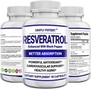 Resveratrol 1000 mg Supplement, Trans Resveratrol 500 mg, Resveratrol Max Abors için Black Pepper ile Geliştirildi, Güçlü Antioksi & Anti-Aging Pills for Heart, Immune & Skin Health, 90 Capsules