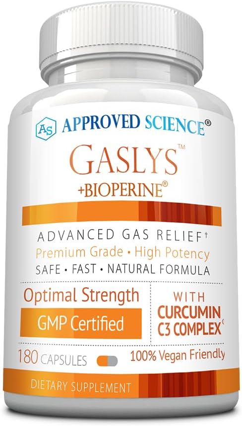 Onaylanan Bilim Gaslys - Digestive Tract, Gas, and Stomach Supplement - Artichoke Toz, Ginger, Fennel Tohum - 180 Kont - 1 Paket