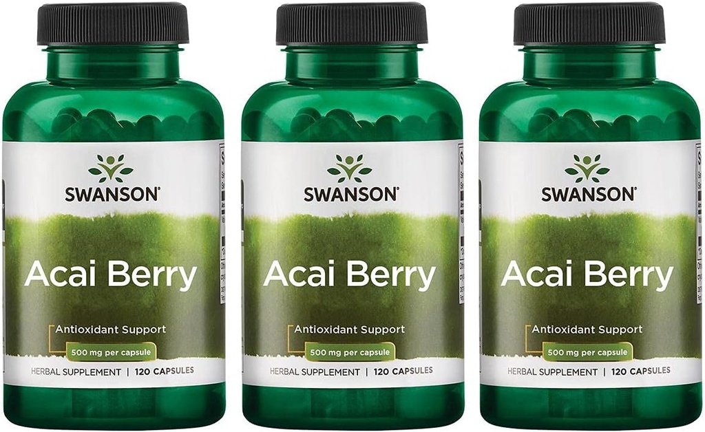 Swanson Acai Berry Antioksi Support 500 Milligrams 120 Capsules (3 Pack)