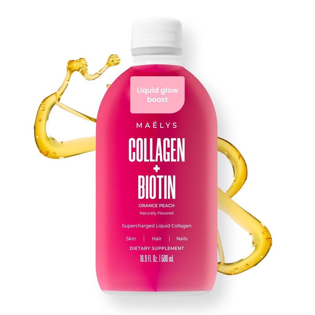 MA HydroLYS Super Charged Liquid Collagen for Women - Collagen Nail Supplement with Biotin for Hair, Skin and Nails - Sıvı Hidrolyzed Collagen Peptides