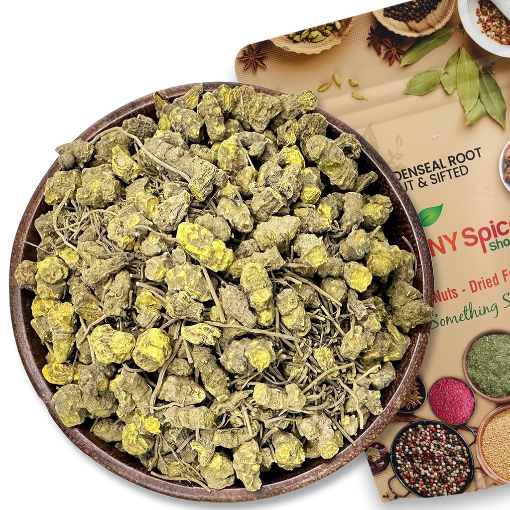 NY Spice Shop Goldenseal Root Herb Cut & Sifted - 1 Ounce Hydrastis Canadensis - Natural Cut & Sifted Herbal Supplement Wild Crafted Goldenseal - Sourced from Golden Root