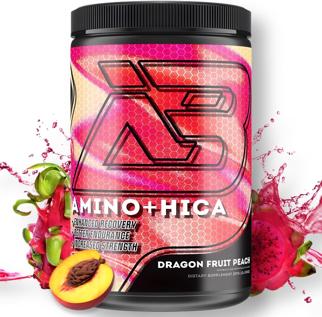 Amino + HICA EAA Supplement | Gelişmiş Kurtarma, Daha İyi Endurance, Artan Güçlü, Enerji, Hydration | Bcaa, Electrolytes, Leucine, Toz, 30 Hizmet (Dragon Meyve Peach)