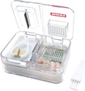 Seyahat Pill Box Medicine, Supplements, Pill Organizer Daily Use Pill Case with Pill XS Pill Crusher andlic (Beyaz)