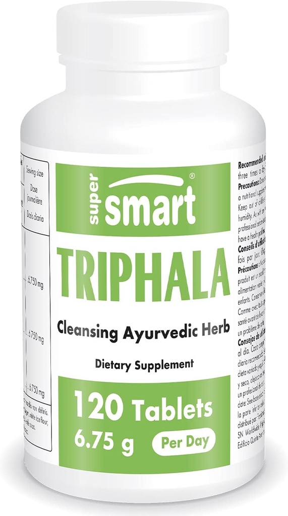Supersmart - Triphala 6.75 g Per Servis - Amla, Behada & Harada - Digestion için İç Temiz - Non-GMO & Gluten Free - 120 Vegetarian Capsules