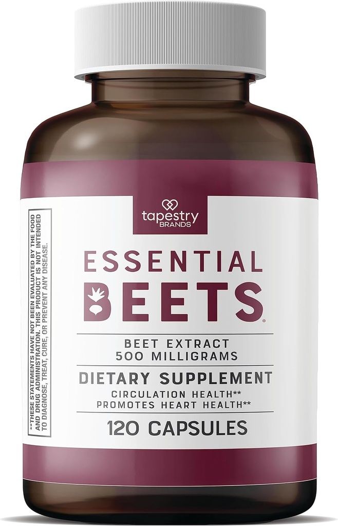 Essential Beets Diyetary Supplement - Premium Beet Root Extract for Heart Health & Blood Printing Support, Advanceds Athletic Performance, 2Month Supply, Vegan & Allergen-Free Supply, Vegan & Allergen-Free Supply, Vegan & Allergen-Free Supply