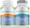 Nutranize Zone Twin-Pack Supplement System - Pharmacist-Designed Morning & Bedtime Capsules Magnezyum Glycinate, Vitamin D3, K2 MK7, Metilfolate, Chromium, Melatonin - 30 Day Supply (120 Count)