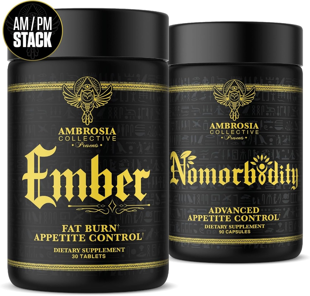 Ambrosia Nomorbidity Advanced Appetite Control & Ember Thermogenic Fat Burner | Güçlü Açlık Yönetimi, Appetite Support & Fat Combgandha, Garcitrin, CapsiMaxTM, Afrika