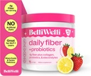 Kadınlar ve erkekler için belirli Welli Fiber Supplement, Organik Acacia'dan gelen Premium Daily Fiber Toz, Eklenme veProbiyotikler, No Bloat, Constipation &Gut Health Support (Strawberry Lemonade)