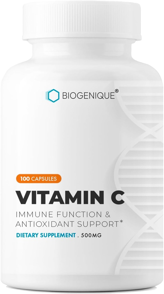 C - Immune Support için Doğal Ascorbik Asit Vitamini C Supplement - Farm Grade Vitamin C 500 mg - 100 Capsules - Natural Immune boosters for Yetişkinler - Vegan, Made in Canada