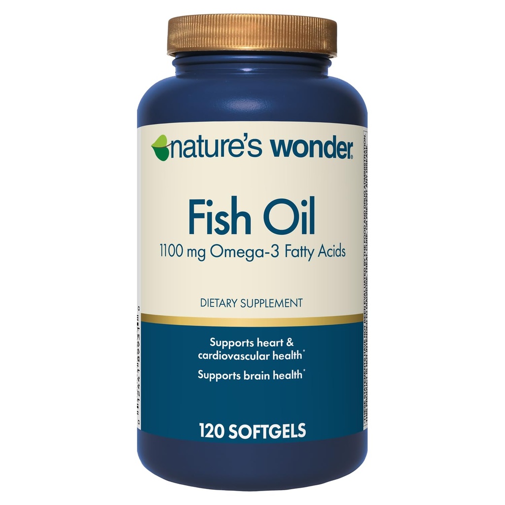 Nature's Wonder Fish Oil 1100 mg Omega-3 Fish Oil Supplements for Women and Men, EPA & DHA for Health Joints, Heart, Immune System, 120 Day Supply of Softgels